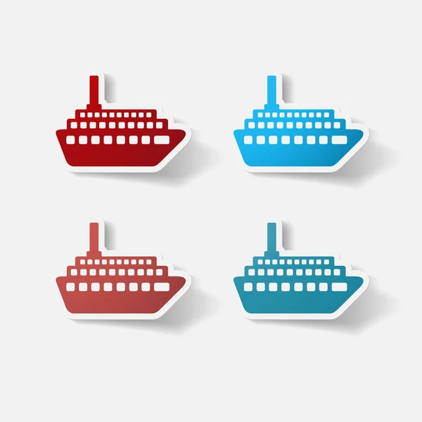 Aufkleber mit Büroklammern: Motorschiff — Stockvektor