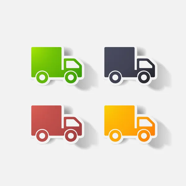 Paper clipped sticker: truck — Stock Vector