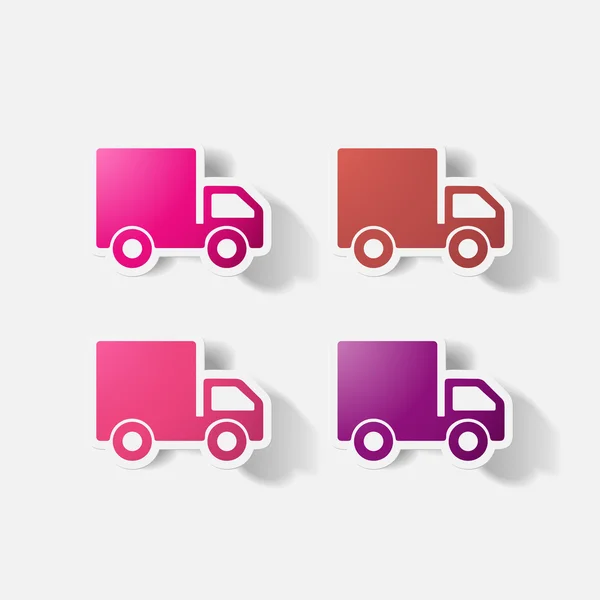 Paper clipped sticker: truck — Stock Vector