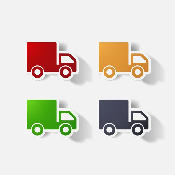 Paper clipped sticker: truck — Stock Vector