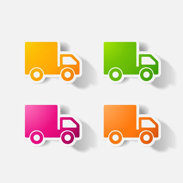 Paper clipped sticker: truck — Stock Vector