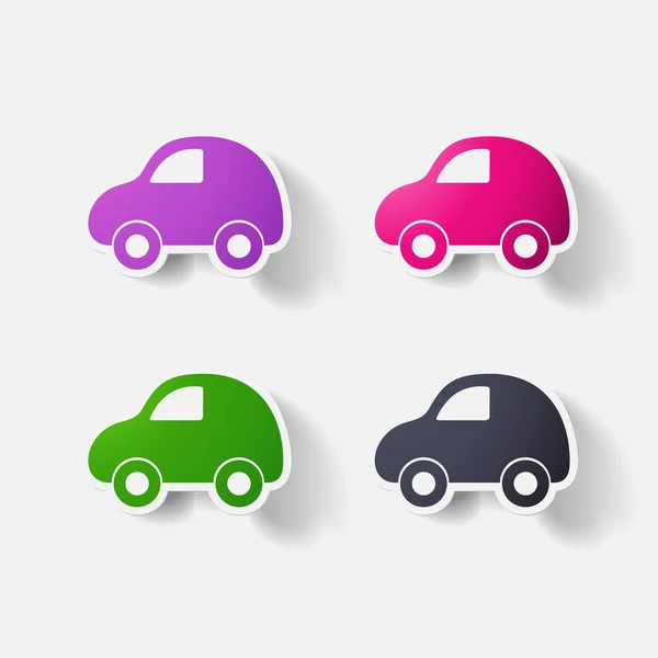 Paper clipped sticker: car — Stock Vector