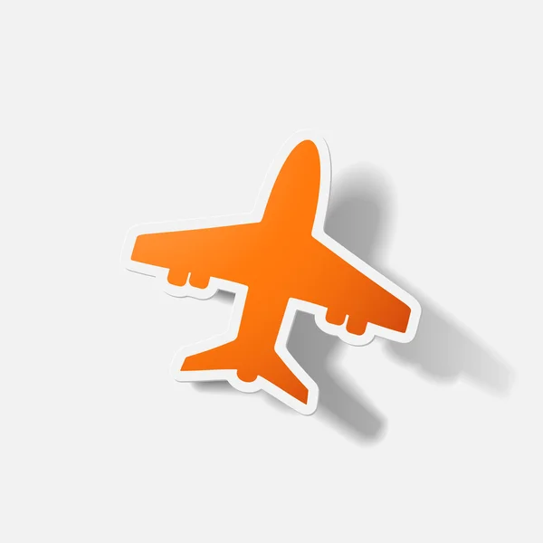 Paper clipped sticker: plane — Stock Vector