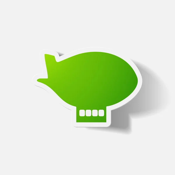 Pegatina recortada de papel: dirigible — Vector de stock