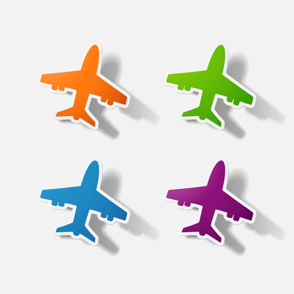 Paper clipped sticker: plane — Stock Vector