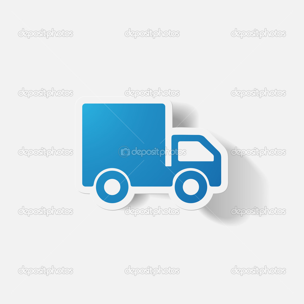 Paper clipped sticker: truck