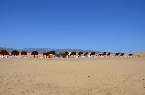 Dunas de arena con sillas de playa Fotos de stock libres de derechos