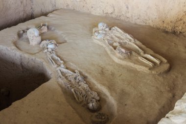 mezar mezar iskelet insan kemikleri.