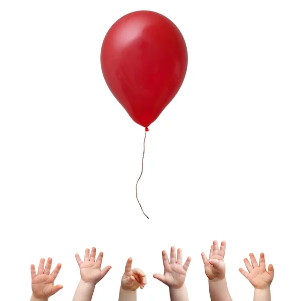 El ve kırmızı balon — Stok fotoğraf