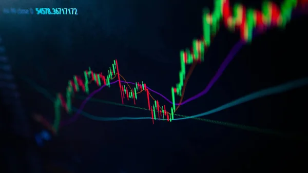 Piac Volatilitása Crypto Kereskedés Technikai Grafikon Mutató Piros Zöld Gyertyatartók — Stock Fotó
