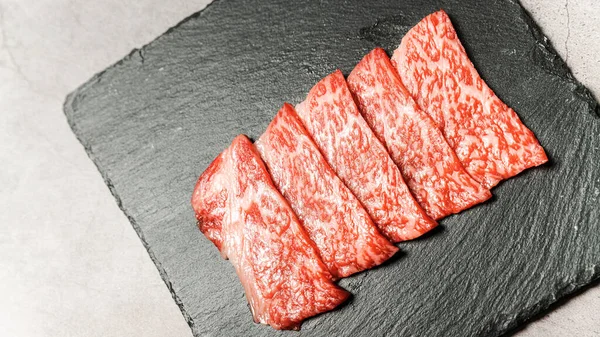 Trozos Raros Premium Solomillo Wagyu Carne Vacuno Con Textura Alto — Foto de Stock