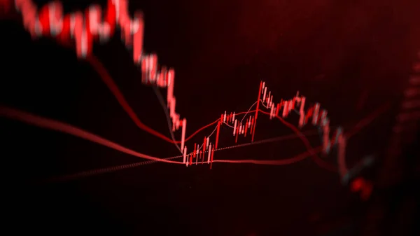 Red Crashing Market Volatility Crypto Trading Technical Graph Indicator Red — Stock Photo, Image