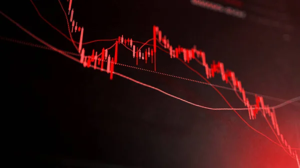 Red Crashing Market Volatility Crypto Trading Technical Graph Indicator Red — Photo