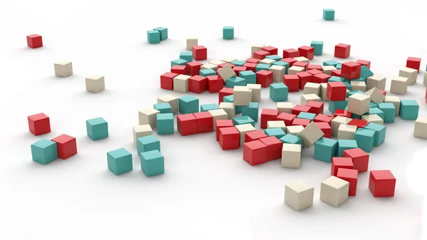 Scattered cubes in 3D — Stock Photo, Image
