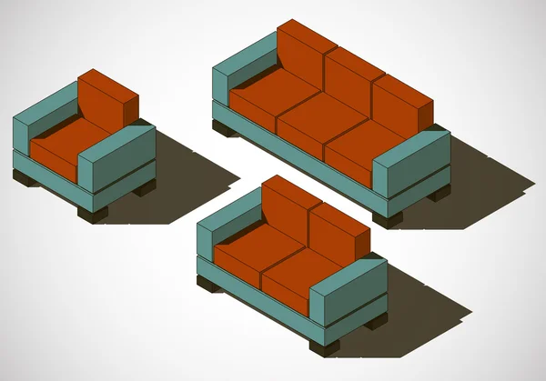 Möbel Set von Rechtecken Vektor — Stockvektor
