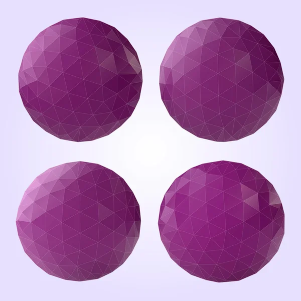 Set of abstract orchid spheres of triangles — Stock Vector