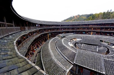 hakka cezaevi tulou duvarlı köy fujian, Çin