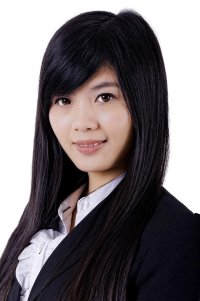 Asiático mulher sorriso rosto no branco — Fotografia de Stock