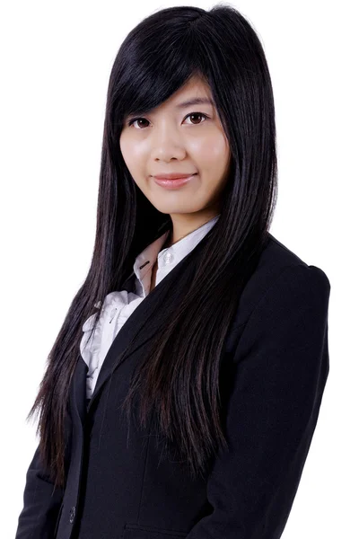 Asijské ženy úsměv tvář na bílém pozadí — Stock fotografie
