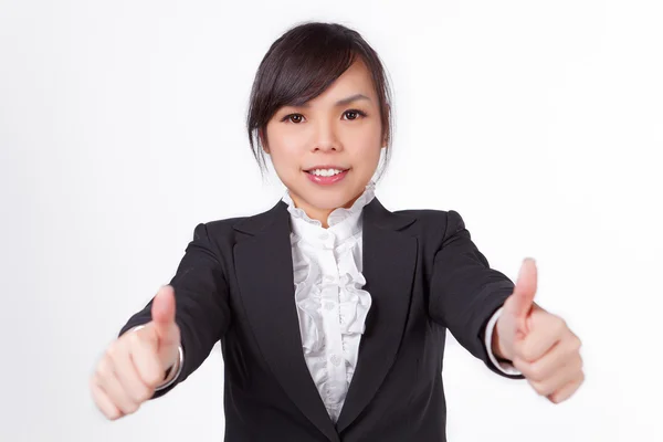 Asian woman smile face with thumbs up — Stock Photo, Image