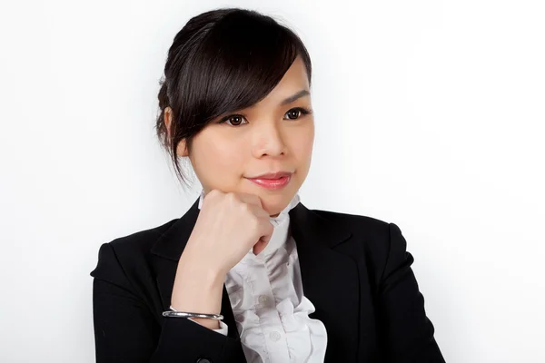 Asian woman smile face on white — Stock Photo, Image