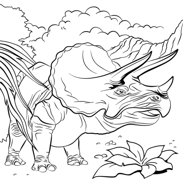 Triceratops dinosaurio para colorear libro - Ilustración — Archivo Imágenes Vectoriales