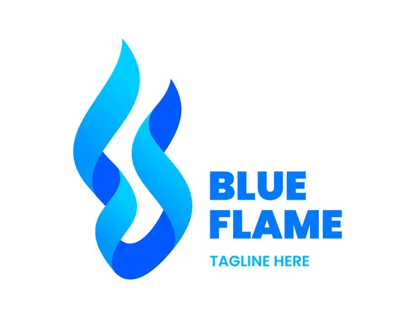 Kék Láng Logó Sablon Absztrakt Tűzszalagok Készletvektor Embléma — Stock Vector