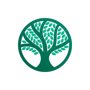 Soyut ağaç logosu tasarım şablonu. Stok vektör illüstrasyonu.