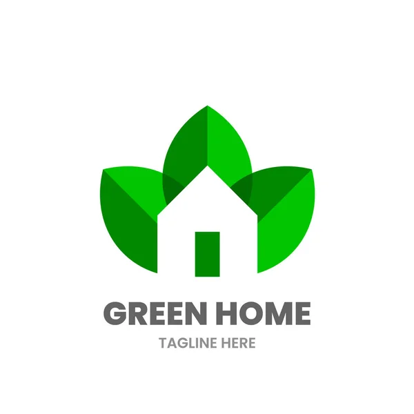 Дизайн Логотипу Green House Абстрактуйте Дім Листям Stock Vector Illustration — стоковий вектор