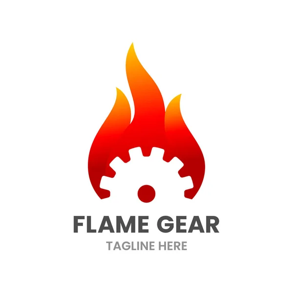 Flame Gear 디자인 템플릿 기어로 Stock Vector Illustration — 스톡 벡터
