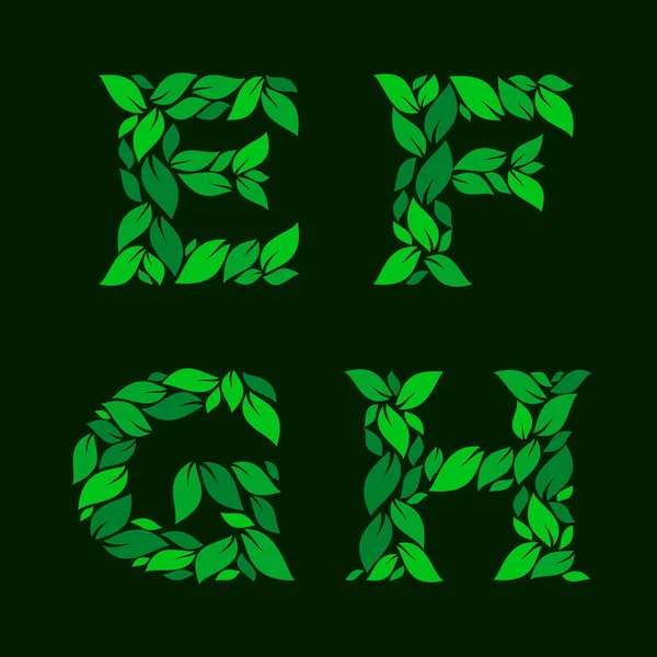 Letras Hechas Hojas Verdes Ilustración Vector Stock Para Diseño Logotipo — Archivo Imágenes Vectoriales