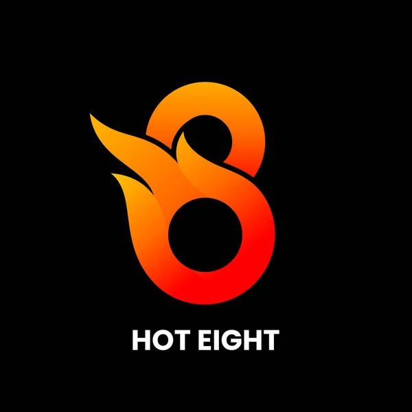 Hot Eight Logo Tasarım Şablonu Alevli Soyut Rakam Stok Vektör — Stok Vektör