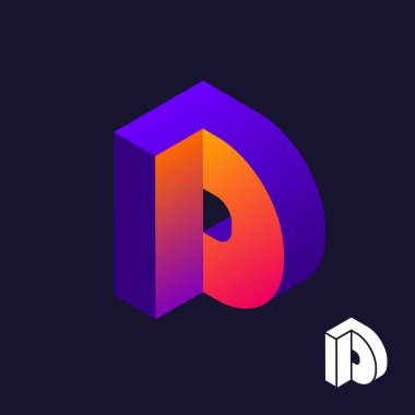 D harfi logo tasarım şablonu. 3 boyutlu D harfi. Modern vektör amblemi. Stok vektör illüstrasyonu.