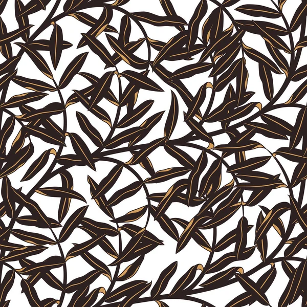 Leaves Branches Seamless Background Stock Vector Illustration —  Vetores de Stock