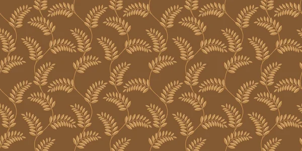 Leaves Branches Seamless Pattern Golden Colors Stock Vector Illustration — Stock Vector