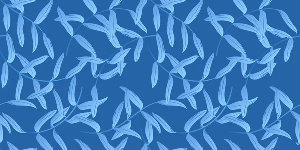 Leaves Seamless Pattern Blue Colors Stock Vector Illustration — Stockový vektor