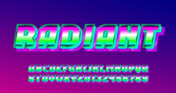 Stralend Alfabet Lettertype Heldere Neon Letters Cijfers Voorraad Vector Lettertype Vectorbeelden