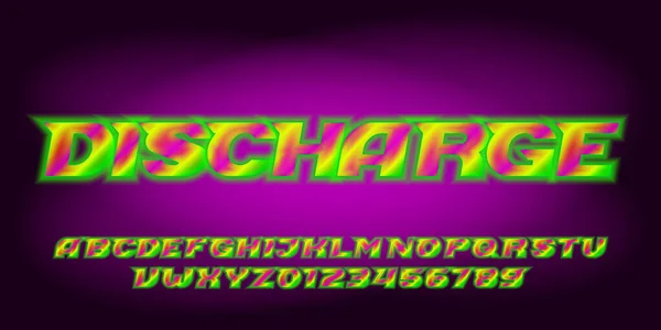 Alfabe Yazı Tipini Boşalt Renkli Neon Harfler Sayılar Lerin Gerisinde — Stok Vektör