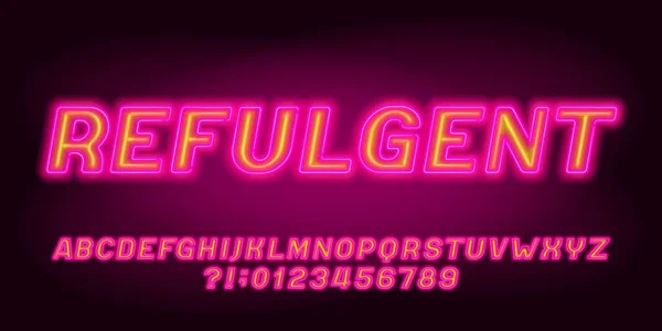 Refulgent Alfabet Lettertype Twee Kleur Neon Letters Cijfers Symbolen Voorraad Rechtenvrije Stockillustraties