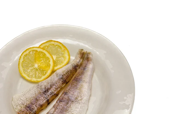 Rohe Fischfilets mit Zitrone — Stockfoto