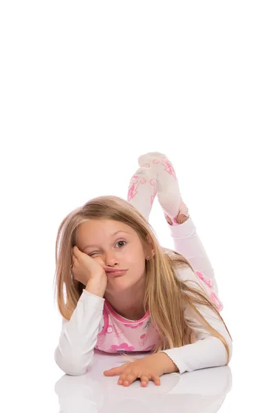 Little girl making faces — Stock Photo, Image