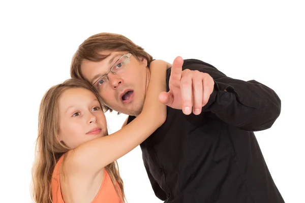 Father showing something to his daughter — Stock Photo, Image