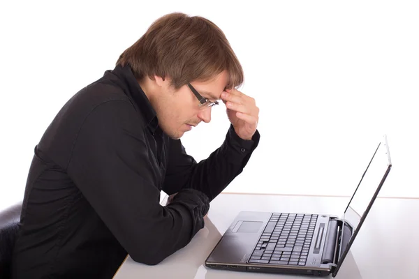 Tired business man thinking about a concept — Stock Photo, Image