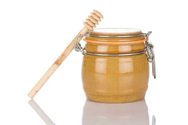 Maceta de miel y palo —  Fotos de Stock