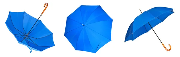 Coleção de guarda-chuvas azuis — Fotografia de Stock