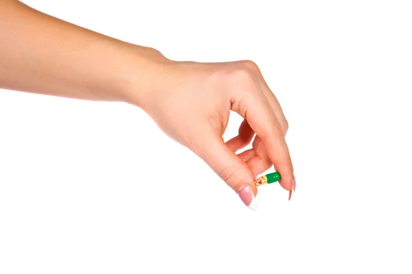 Mão com pílula — Fotografia de Stock