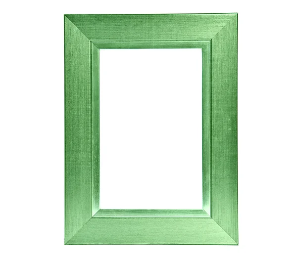 Wooden photo frame green color on a white background — Stock Photo, Image