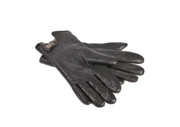 Twee zwarte lederen handschoenen — Stockfoto