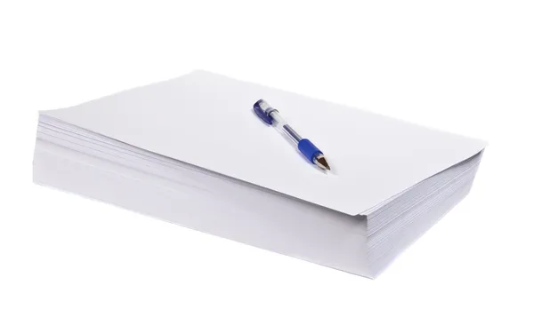 A stack of writing paper and pen — Stock Photo, Image