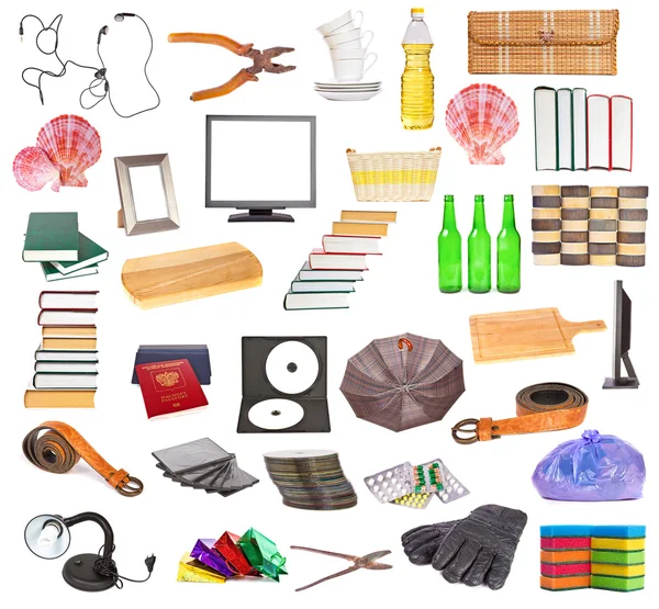 Set of different household objects on a white background — Stock Photo, Image